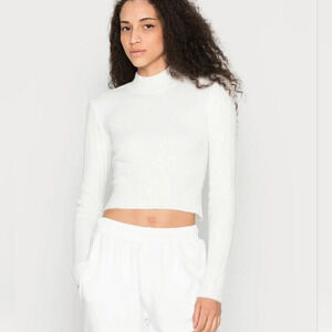 iets frans‎ Fluffy cut out open back jumper knit sweater top medium white